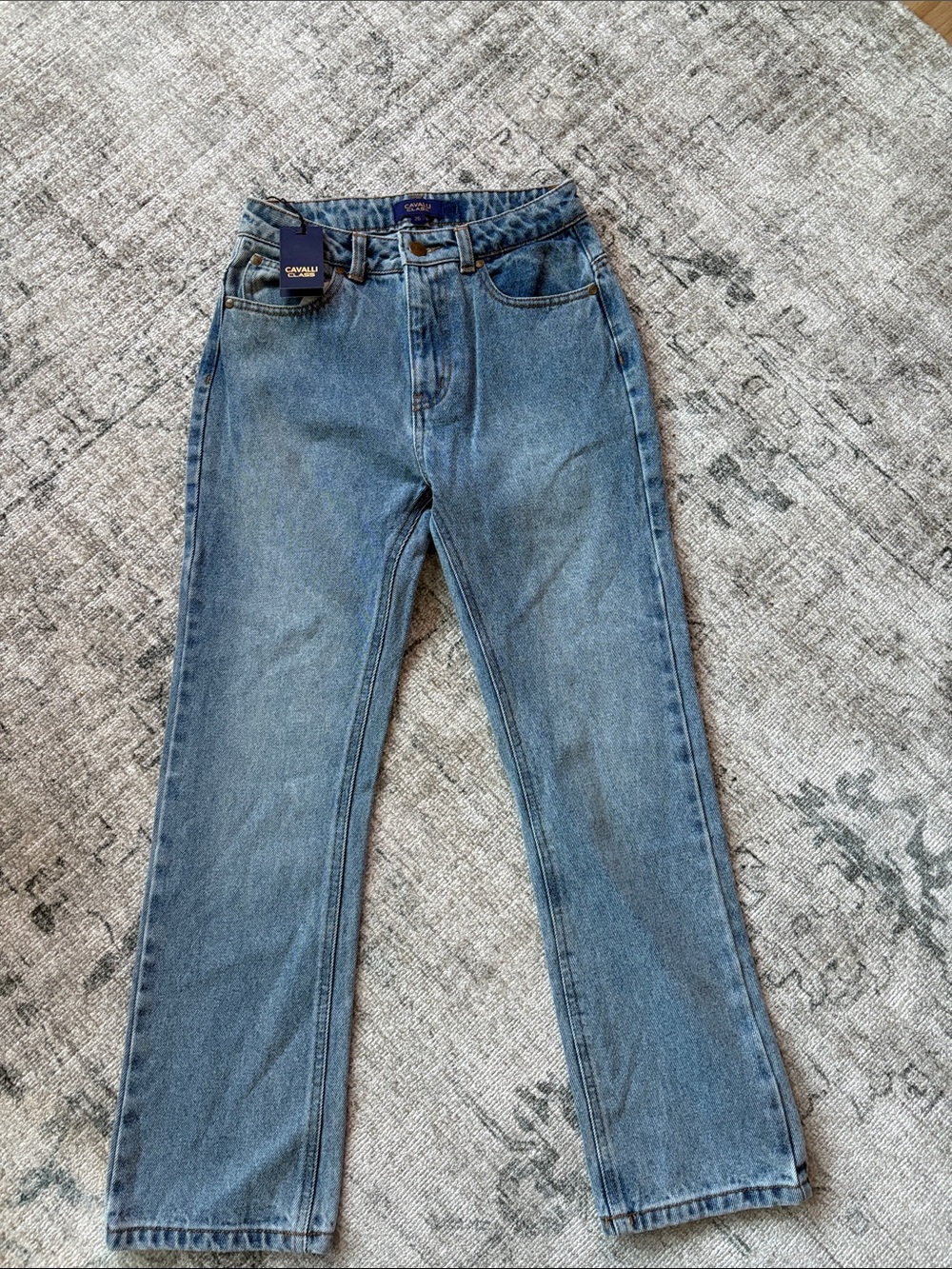 Class Roberto Cavalli Women’s Straight Jeans in Light Blue Denim